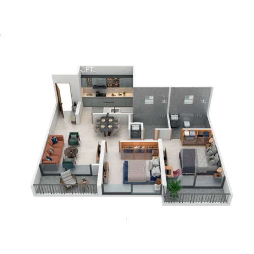 Harivishva Skyfinia Tathawade 2BHK Floor Plan Image