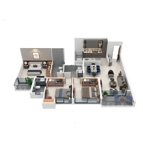 Harivishva Skyfinia Tathawade 3BHK Floor Plan Image